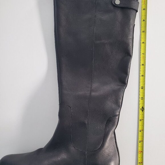 Franco Sarto Castor Leather Knee High Boots Black Size 8.5 Riding Boots - Picture 2 of 7